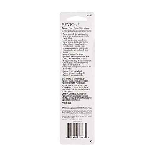 Revlon Compact Emery Boards Nail File, Dual Sided for Shaping and Smoothing Finger and Toenails, 24 Count