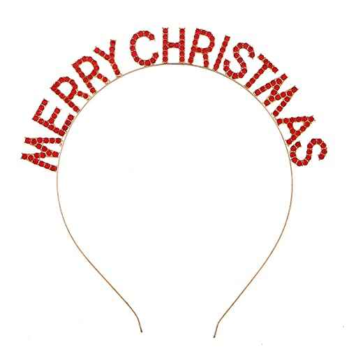 Merry Christmas Headbands,Sparkly Xmas Hair Hoops Costumes Holiday Party Tiara Letter Headdress for Women Girls