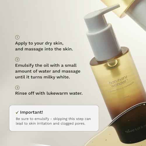 HARUHARU wonder Black Rice Moisture Cleansing Oil, 5.1 fl oz, Double Cleansing, Daily Makeup remover, Pore Oil Cleanser, Korean Skincare for sensitive, normal and Oily Skin
