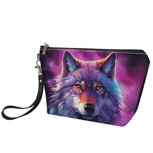Upetstory Wolf Cosmetic Bag Galaxy Makeup Bags Toiletry Bag Travel Makeup Organizer Women Cosmetic Toiletries Accessories Storage Pouch Clutch Handbag