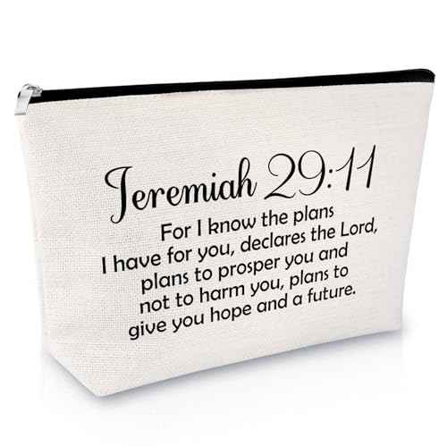 Sfodiary Christian Gifts for Women Makeup Bag Bible Verse Religious Gifts for Women Catholic Scripture Sayings Cosmetic Bag Blessing Birthday Christmas Easter Presents for Her Friends Travel Pouch