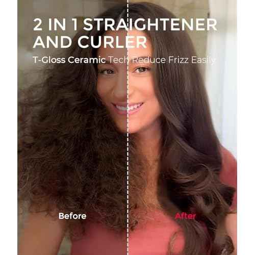 TYMO 2.0 Thermal Brush Curling Brush - STYLUX 1.7" Blowout Volumizer with Flexi-Fit for Hair Straightening, Heated Round Styler Tool, Hair Straightener and Curler 2 in 1, Dual Voltage & Light, Gold