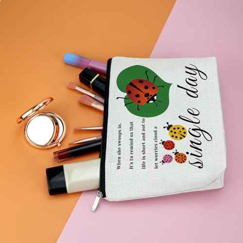 Ladybug Lover Gift Ladybug Makeup Bag Good Luck Ladybug Gift for Women Inspirational Friendship Gift for Friends Lady Bug Cosmetic Bag Birthday Christmas Gift for Girls Daughter Travel Toiletry Pouch