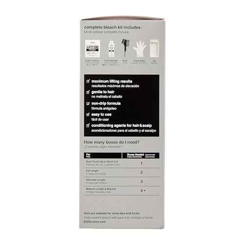 KISS Lift Up Complete Hair Bleach & Icy Silver Toner Kit, Gentle Conditioning Formula that Reduces Brassiness, Complete 6-Pc DIY Bleach Kit, ICE