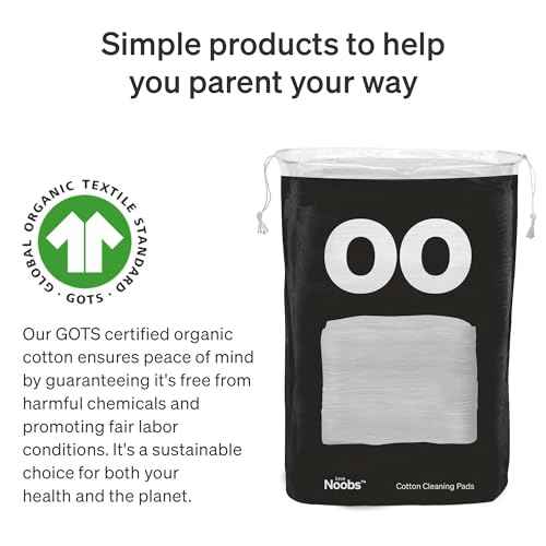 Baby Cotton Pads for Diaper Change by LoveNoobs, 60 Count, Ultra Soft 100% Organic Extra Large Cotton Pads for Baby Sensitive Skin, Lint-Free, Premium Jumbo Size, GOTS Certified
