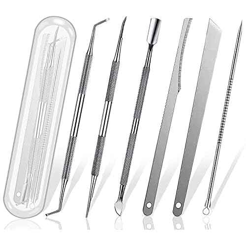 6pcs Ingrown toenail Tool, Toenail File and Lifters, Professional Surgical Stainless Steel Ingrown Toenail Removal Tool Kit, Under Nail Cleaner Tools Pain Relief(Natural color)