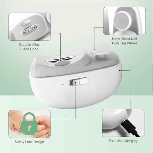 Electric Nail Clipper for Senior and Baby - 3in1 Baby Nail Trimmer Electric for Finger, Automatic Electric Nail Clipper with Polishing, Gift for Adult White