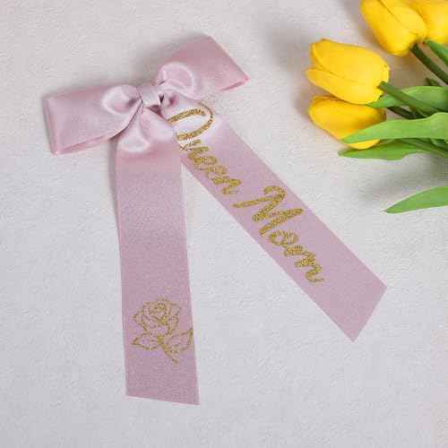 Mothers Day Gift for Mom,5" Long Tail Queen Mom Hair Bows Clips Glitter Pink Ribbon Hairpins Alligator Barrettes for Women Girls Birthday Party Dress Decor Accessory