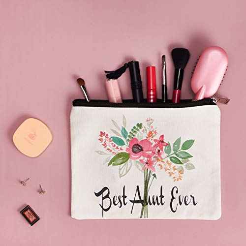 Best Aunt Ever Cosmetic Bag Aunt Gifts Auntie gifts from Niece for Christmas Birthday Retirement Aunt Travel Make Up Pouch