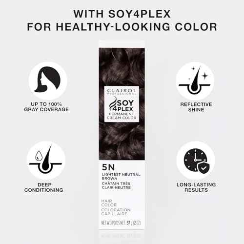 Clairol Professional Permanent Cream Hair Color | Blonde, Brown, Black, & Red-Violet Shades for 100% Gray Coverage | Deep Conditioning & Fade Resistant Results