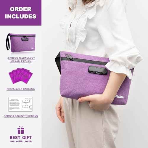 Storage Bag with Combination Lock 12.6"x7.5" Large Storage Container Medicine Lock Bag Money Organizer Travel Storage Case