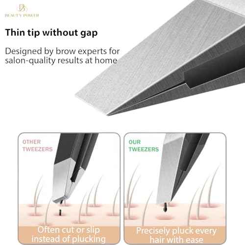 Ultra-Precision Professional Slant Tweezers for Women Facial Hair - German Stainless Steel, Lightweight Black Tweezers for Women & Men, Ideal for Eyebrow & Facial Grooming (Matte Gray)