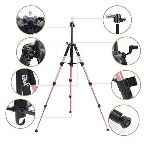 GEXWORLDWIDE GEX 55" Mannequin Tripod Stand Canvas Block Training Doll Manikin Head Wig Stand for Cosmetology Hairdressing (Rose Gold)