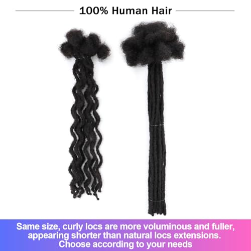 Curly Wave Loc Extensions Human Hair 0.4cm&0.6cm width 6-18 inch 10,30 strands 100% human hair locs extensions for men women Handmade Permanent Dread Extensions0.6cm 10inch 30strands