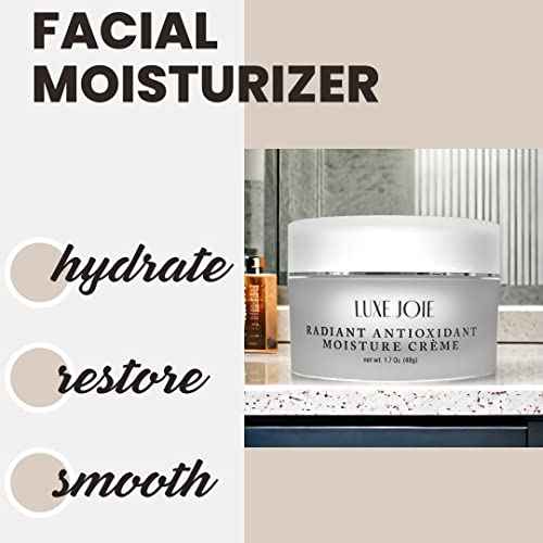 Radiant Antioxidant Moisture Creme 1.7 oz Squalane Face Cream for Women Aging Skin For Dry, Sensitive, Facial Moisturizer Wrinkles Dark Spots Sun Damage