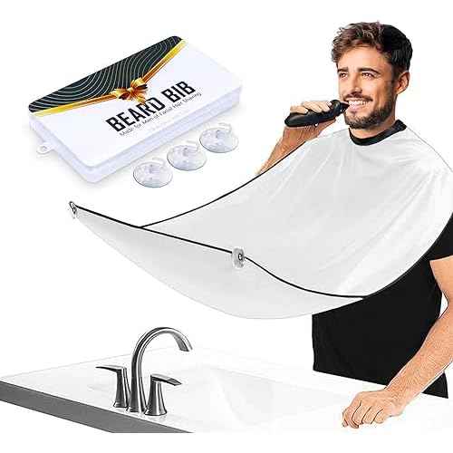 Beard Bib Beard Apron, Beard Hair Catcher for Men Shaving & Trimming Non-Stick Waterproof Beard Cape Grooming Cloth with 3 Suction Cups Birthday Gifts for Men Him Boyfriend