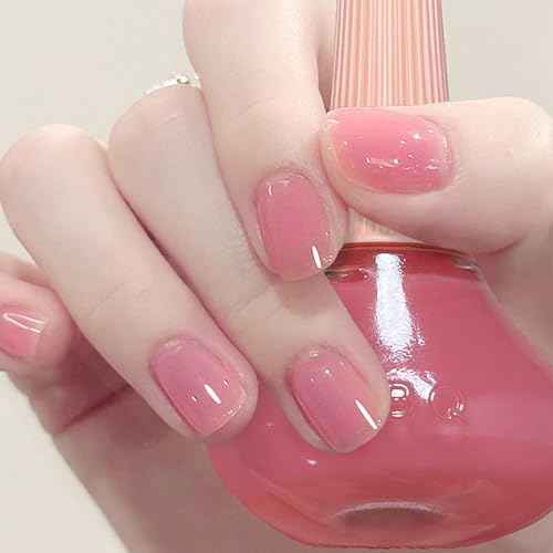 Air Dry Clear Pink Nail Polish - Jelly Gel Polish for Long Lasting DIY Manicure, 12ML