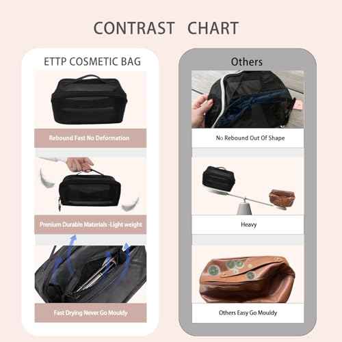 Travel Makeup Bag,Large Capacity Cosmetic Bags for Women,Toiletry Bag Make up Organizer with Divider and Handle(Black)