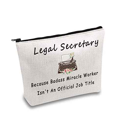 JXGZSO Secretary Gifts Legal Assistant Cosmetic Bag Because Badass Miracle Worker Isn't An Official Title Makeup Bag Administrative Assistant Gifts