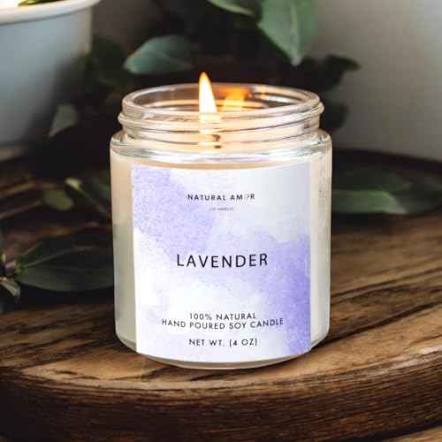 Natural Amor Lavender Spa Gifts for Women,7pcs Self Care Box Including Soap Bar, Candle, Bath Butter