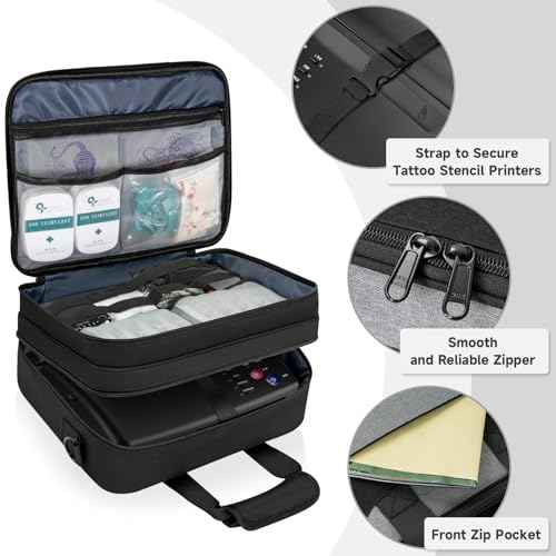 Tattoo Supplies Organizer Tattoo Carrying Travel Case, Tattoo Kit Carrying Case for Tattoo Stencil Printer and Tatoo Equipment