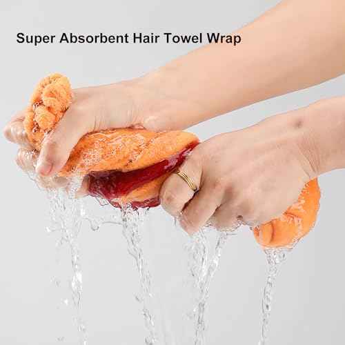 4Pcs Ultra Absorbent Hair Quick Drying Towel for Women Girls New Microfiber Hair Towel Wrap Dry Turban Soft Bow Tie Plopping Head Towels Shower Cap for Kids (Mixed Colors)