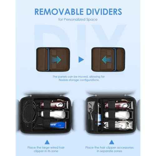 Hard Hair Clipper Case, Barber Case for Clippers and Supplies, EVA Hair Tools Travel Bag for Surker/Wahl/Andis Men Razor Guard Grooming Kits, Barber Accessories, Black (Bag Only)