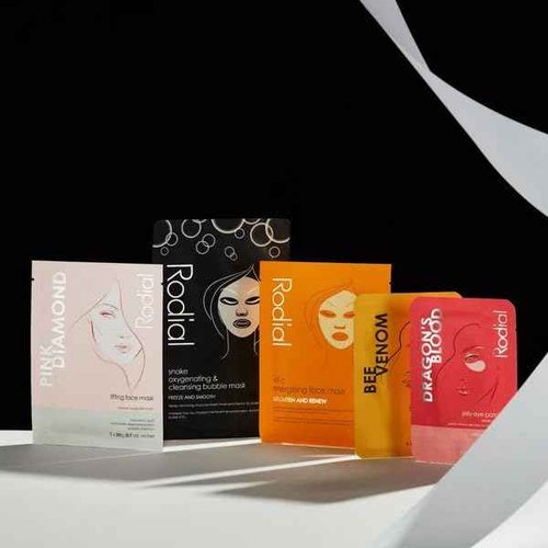 Rodial At Home Facial Edit, Snake Oxygenating & Cleansing Bubble Mask, Pink Diamond Lifting Face Mask, Vit C Energising Face Mask, Dragon’s Blood Jelly Eye Patches, Bee Venom Jelly Eye Patches