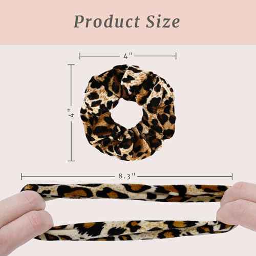 16-Piece Velvet Scrunchies for Women & Girls, No Damage Elastic Big Hair Ties Cute Soft Ponytail Holders Hair Bands for Thin Thick Hair Accessories (Leopard Print-C)