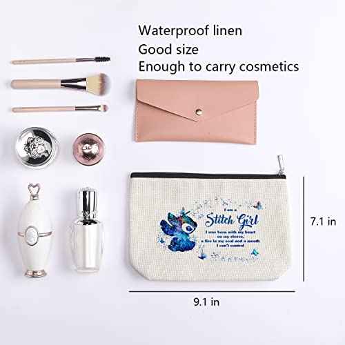 Funny Cartoon Cosmetic Bag for Anime Fans, Cartoon Movie Inspired Makeup Bag, Travel Toiletry Makeup Organizer Zipper Pouch, I Am A Girl Bag Gifts for Tv Fans Girls