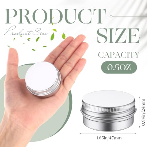 300 Pcs 1 oz Salve Tins with Lids Bulk Lip Balm Containers Round Metal Containers with Screw Top Lids Aluminum Silver Tin Cans for DIY Salve Candle