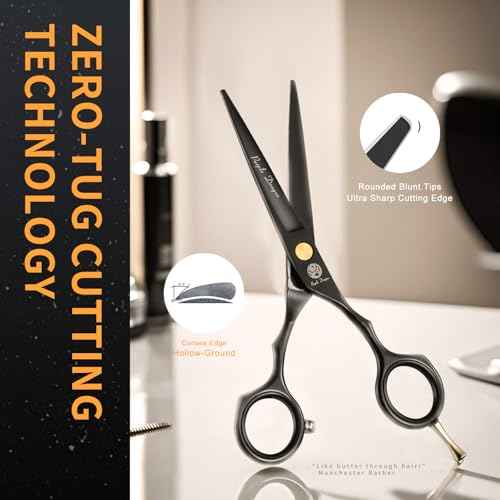 Purple Dragon 5.5 inch Hair Cutting Scissors Set with Razor, Leather Scissors Case, Barber Hair Cutting Shears Hair Thinning/Texturizing Shears for Professional Hairdresser or Home Use (Black)