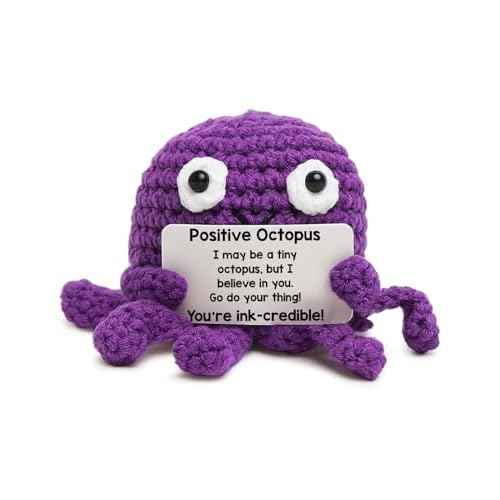 Positive Crochet Animal Octopus Gifts, Motivational Christmas Birthday Gift Ideas, Mini Emotional Support Plush Octopus Decor
