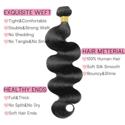 Hair Body Wave Bundles 14 16 18 20 Body Wave Human Hair 4 Bundles 100% Unprocessed Brazilian Virgin Remy Hair Extensions for Black Women