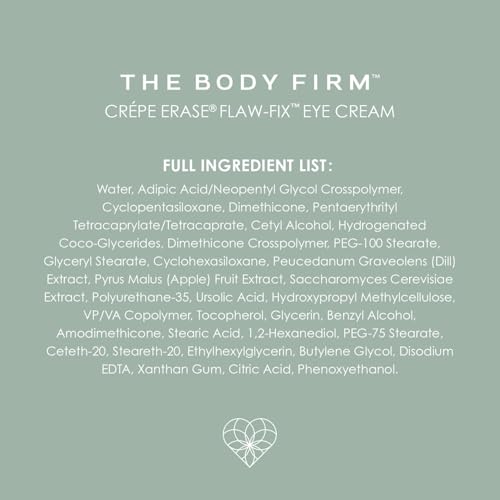 BODY FIRM Crepe Erase Flaw-Fix Eye Cream, Anti-Aging Wrinkle Cream, Supports Puffiness, Dark Circles, Wrinkles, Crepe Skin & Fine Lines, Tired Eyes, Citrus, 0.5 fl oz