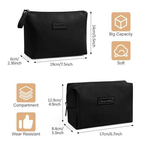 Cosmetic Bags for Women Small Makeup Bag for Purse Pu Leather Makeup Pouch Travel Makeup Bag with Zipper Make Up Bag for Travelling