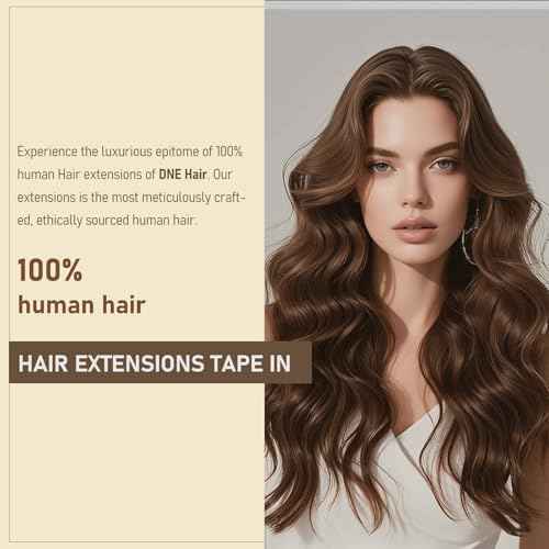 DNE Tape in Hair Extensions Real Human Hair 20 inches 20Pcs/50g/Pack Seamless #4 Medium Brown Dark Color Straight Invisible Double Sided Tape in Hair Extensions for Women/Girls (#4, 20 inch)