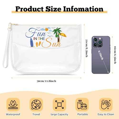 Beach Lover Gift Beach Themed Vacation Gifts for Women Friends Sister Clear Makeup Bag Summer Ocean Present Cosmetic Bag Birthday Christmas Graduation Present Zipper Pouch