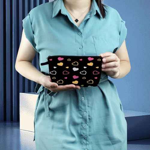 Colorful Heart Makeup Bag Cute Small Makeup Organizer Bag Travel Toiletry Zipper Pouch Birthday Christmas Valentine Gift Colorful Heart Cosmetic Bag for Women