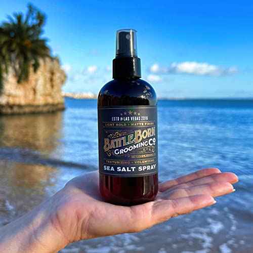 Battle Born Grooming Co Sea Salt Spray (Unscented, 8 fl oz) ? Natural, Vegan, Texturizing Spray for Effortless Beach Hair & Waves ? Adds Volume, Texture, and Thickness ? Unisex