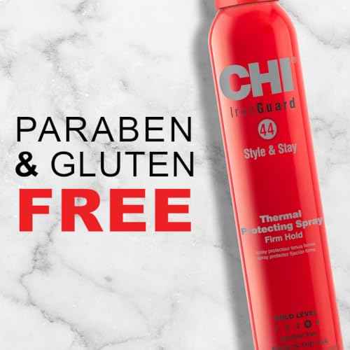 CHI 44 Iron Guard Style & Stay Firm Hold Protecting Spray, Heat Protectant & Hairspray for a Long-Lasting Hold, Sulfate & Paraben-Free, 10 Oz