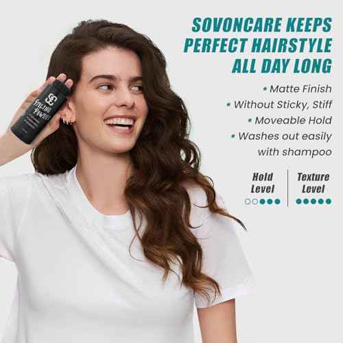 SOVONCARE Hair Styling Powder, Matte Natural Look for Men & Women, Hair Volumizer with Medium Hold, Long Lasting, Easy to Apply, No Sticky Residue, 1.05oz (Pack of 1)