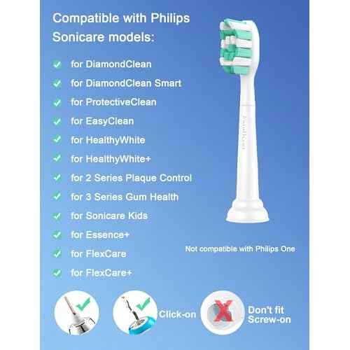 FutulkyUS Toothbrush Replacement Heads for Philips Sonicare C1 C2 ProtectiveClean 4100 5100 Electric Toothbrush Head 1 2 Series Plaque Control Snap-on, 10 Pack