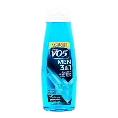 VO5 Alberto Men 3 in 1 Fresh Ocean Surge - 3 in 1 Shampoo Conditioner and Body Wash - With 5 Oils and 5 Vitamins - Energizing Ocean Scent - 15 oz