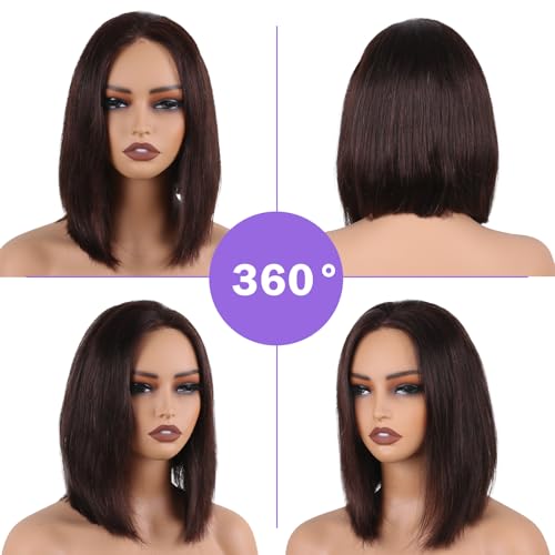 Short Straight Wigs Human Hair,13X2 HD Lace Frontal Wigs 12A 100% Brazilian Remy Human Hair Wig for Women, Natural Color 12 Inch