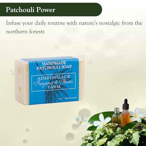 Adirondack Fragrance & Flavor Farm ADK Natural Patchouli Soap Bar 16 oz., Handmade Vegan Olive Oil Body Soap for Dry and Sensitive Skin, Moisturising for Men, Women & Babies