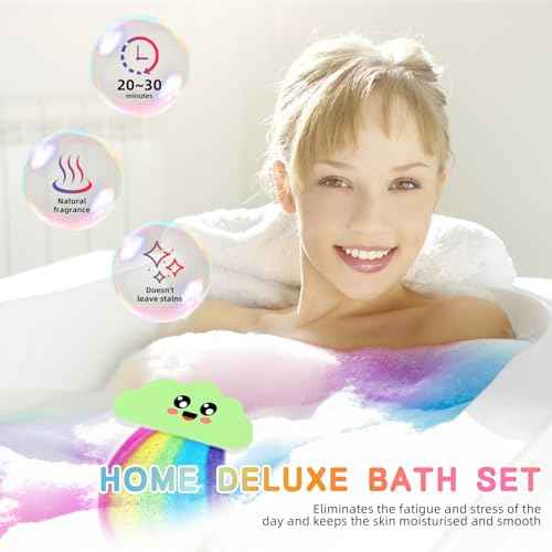 Rainbow Halloween Bath Bombs for Kids Gift Set - Colorful Dissolving Bath Toys with Surprise Colors, Safe & Non-Toxic DIY Bath Time STEM Learning Activity, Boys Girls Ages 3-12 Boo Basket Stuffers