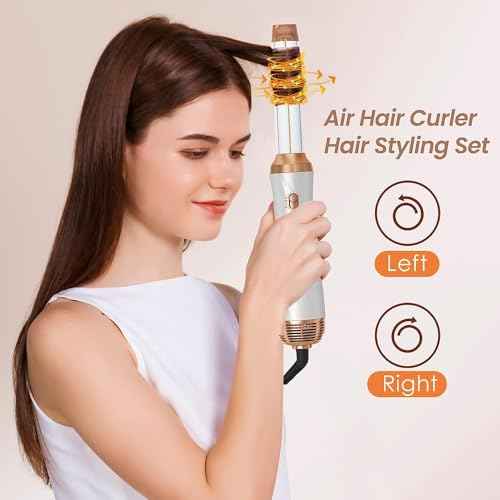 6 in 1 Blow Dryer Brush, Detachable Hair Dryer Brush Air Curler Air Styler Wrap, Curly Twist Hot Curling Iron, Blow Dryer Hot Styler Negative Ion, Travel Hair Styling Tool