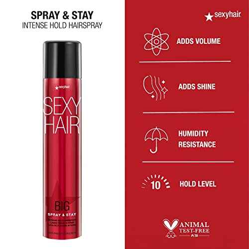 SexyHair Big Spray & Stay Intense Hold Hairspray | Extreme Hold and Shine | Up to 72 Hour Humidity Resistance | All Hair Types