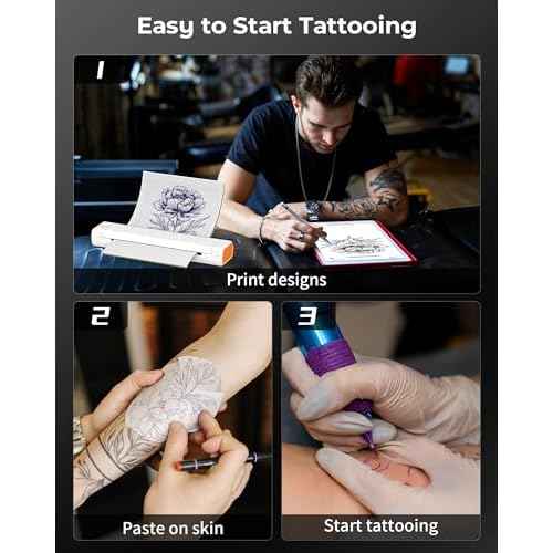 Itari M08F Wireless Tattoo Stencil-Printer - Tattoo Transfer Machine Thermal Copier with 10pcs Transfer Paper, Bluetooth Stencial Printer for Tattooing, Compatible with Smartphone & PC, White